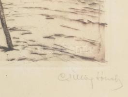 Csillag József (1894-1977): Pipázó. Rézkarc, papír, jelzett. Lap széle kissé foltos. Üvegezett, sérü...