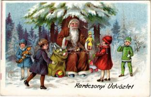 1934 Karácsonyi üdvözlet! Mikulás / Christmas greeting, Saint Nicholas. litho (fl)