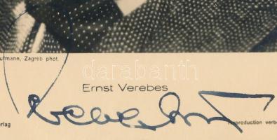 Verebes Ernő (Ernst Verebes) (1902-1971) színész autográf aláírása őt ábrázoló fotólapon, 14x9 cm