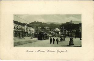 Torino, Turin; Piazza Vittorio Emanuele / square, tram, urban railway (EK)