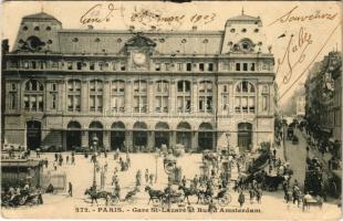 1903 Paris, Gare St-Lazare et Rue dAmsterdam / railway station, street view (b)