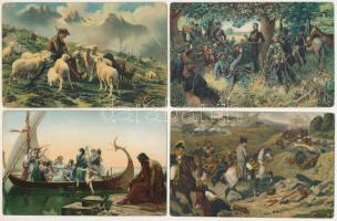 20 db RÉGI Stengel litho művész képeslap vegyes minőségben: főleg hölgyek / 20 pre-1945 Stengel lith...