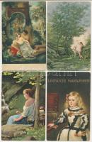20 db RÉGI Stengel litho művész képeslap vegyes minőségben / 20 pre-1945 Stengel litho art postcards in mixed quality