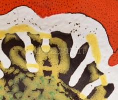 Csurgatott mázas iparművész falitál, jelzett, kis kopással, d: 38,5 cm