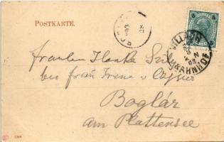 1903 Villach (Kärnten), Gruss aus dem Schnellzuge Wien-Pontafel. Station Villach (k. k. östr. Staats...