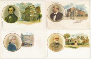 15 db MODERN postatiszta repro képeslap zeneszerzőkről