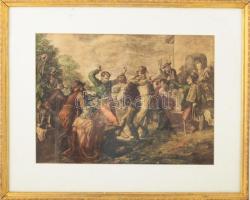 Vydai Brenner Nándor (1903-?): Verbunkos. Színezett rézkarc, papír, jelzés nélkül. 27,5x37,5 cm. Dek...