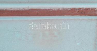 Türkiz mázas bonsai tál. Jelzett, mázkopással, 18x9 cm