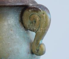 Türkizmázas váza. Jelzés nélkül, lepattanással, m: 17 cm