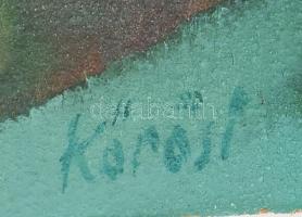 Kőrösi Papp Kálmán (1940-): Női akt torzó. Olaj, farost, jelzett a hátoldalán autográf felirattal; 3...