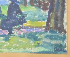 Beer jelzéssel (Beer József Konsztantin?): Kerti parti. Akvarell, papír. Üvegezett, sérült fakeretbe...