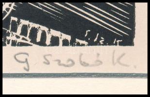 Gáborjáni Szabó Kálmán (1897-1955): Favágás, fametszet, papír, jelzett a metszeten, utólagos jelzéss...