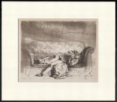 Zichy Mihály (1827-1906): Erotikus jelenet. Cinkográfia, papír, jelzett a cinkográfián, paszpartuban, 15×18 cm