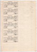 Budapest 1891. "Balatontavi Gőzhajózási Részvény -Társaság" részvénye 200Ft-ról szelvények...