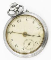 Ébresztő funkciós Junghans fém zsebóra sérült számlappal, működő szerkezettel d: 5 cm