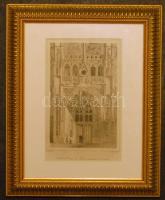 cca 1850 Leon Gaucherel: (1816-1886) Paris Notre Dame acélmetszet keretben / Etching in frame  cm