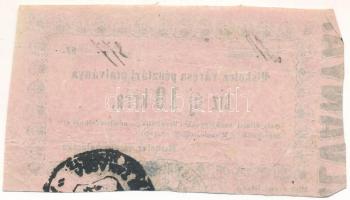 Miskolc 1860. 10kr "Miskolcz város utalványa" rózsaszín papír T:F Adamo MIS-2.1.2