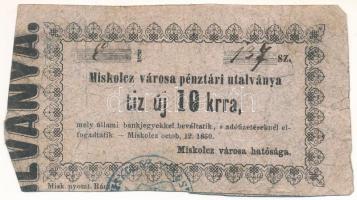 Miskolc 1860. 10kr Miskolcz város utalványa, 0 hibás T:F Adamo MIS-2.1.1