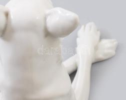 Herendi porcelán kutya, fehér mázas, jelzett, hibátlan, 18x30 cm