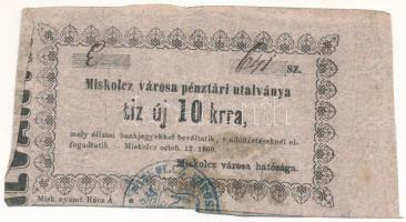 Miskolc 1860. 10kr "Miskolcz város utalványa" bélyegzéssel T:F Adamo MIS-2.1