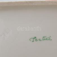 Herendi virág mintás bonbonniere kézzel festett, jelzett, hibátlan, 10x13 cm