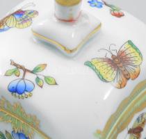 Herendi Viktória mintás bonbonniere kézzel festett, jelzett, hibátlan, 7x7 cm