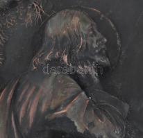 Réz fali kegykép. cca 19. sz. vége, patinás, egyik rögzítőrész sérült, 35x23,5 cm