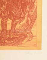 Balla Margit (1947- ): Madárfejű lovag (cím nélkül). Rézkarc, papír, jelzett, 20x13 cm (lapméret: 43...