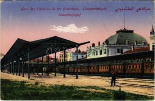 Constantinople, Istanbul; Gare des Chemins de fer Orientaux / Hauptbahnhof / railway station, train (glue marks)