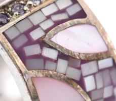 Ezüst (Ag) gyűrű gyöngyház berakással, jelzett, méret: 51, bruttó: 10,6 g