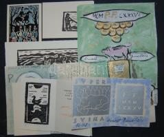 Ernest Zmeták (1919-2004): 10 db kisebb grafika, közte meghívókkal, néhány szignóval / Ten smaller graphic by Zmeták with invitations