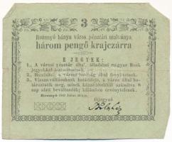 Rozsnyó 1849. július 16. 3kr "Rozsnyó bánya város pénztári utalványa" T:F Hungary / Rozsnyó 16.07.1849. 3 Kreuzer "Rozsnyó bánya város pénztári utalványa (Cashier's Coupon of Mine Town of Roznava)" C:F Adamo ROZ-1.2