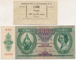 1936. 10P eredeti 1000 Pengő - 100db 10 pengős Budapesti Giro-és Pénztáregylet R.T. banki kötegelővel T:XF  Adamo P9