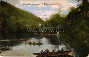 1912 Pozsony, Pressburg, Bratislava; Vaskutacska, csónakázók. Kiadja Kaufmann / Eisenbrünnel (Eisenbründl) / Zelezná Studienka / lake, boats (EB)