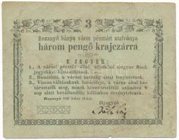 Rozsnyó 1849. július 16. 3kr "Rozsnyó bánya város pénztári utalványa" T:VG Hungary / Rozsnyó 16.07.1849. 3 Kreuzer "Rozsnyó bánya város pénztári utalványa (Cashier's Coupon of Mine Town of Roznava)" C:VG Adamo ROZ-1.2