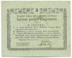 Rozsnyó 1849. július 16. 3kr Rozsnyó bánya város pénztári utalványa T:F folt Hungary / Rozsnyó 16.07.1849. 3 Kreuzer Rozsnyó bánya város pénztári utalványa (Cashiers Coupon of Mine Town of Roznava) C:F spotted Adamo ROZ-1.2