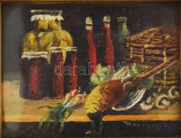 Haeryng Pál (?-?), működött feltehetően a XX. sz. első felében: Csendélet. Olaj, karton, jelzett, 7x...