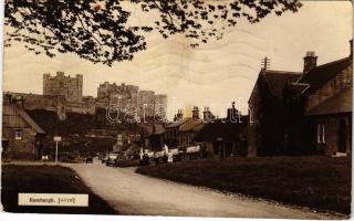 1932 Bamburgh, street view, castle, automobiles (fl)