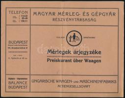 cca 1930 Magyar Mérleg- és Gépgyár rt. képes termékkatalógus 16 p. Hajtásnyommal