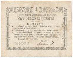 Rozsnyó 1849. július 16. 1kr &quot;Rozsnyó bánya város pénztári utalványa&quot; T:F Hungary / Rozsnyó 16.07.1849. 1 Kreuzer &quot;Rozsnyó bánya város pénztári utalványa (Cashier&#039;s Coupon of Mine Town of Roznava)&quot; C:F Adamo ROZ-1.1