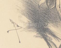 Faria jelzéssel: Táncoló alak (karikatúra), XIX sz. vége. Litográfia, papír, jelzett a litográfián. ...