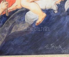 Olvashatatlan jelzéssel: Bibliai jelenet. Akvarell, ceruzam papír. Üvegezett fakeretben. 40×30 cm