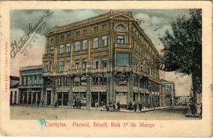 1903 Curitiba, Curityba; Rua 1. de Marco, Casa Jose Hauer / street view, shops (EK)