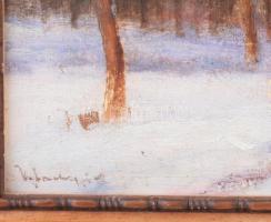 Olvashatatlan jelzéssel, XIX. sz. vége/XX. sz. eleje: Téli táj. Olaj, karton. 23,5×34 cm