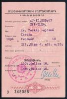 1959 Bp., Magyar Népköztársaság által kiadott fényképes útlevél és kiutazási engedély vízumokkal, ok...