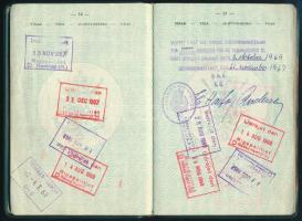 1967 Belga útlevél dán, brit vízumokkal