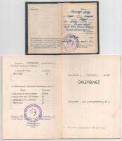 1955 Geológus oklevél és egyetemi diákigazolvány