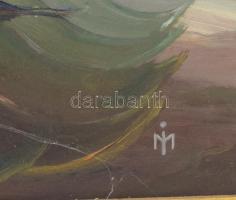 Marosi Ilona (1941-): Álarcos bogáncs. Olaj, farost, jelzett, dekoratív fakeretben, 60×80 cm