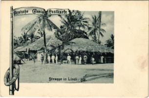 Lindi, Strasse. Deutsche Colonial Postkarte / street (fl)
