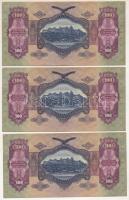 1930. 100P (3x) sorszámkövetők "E 885 067292 - E 885 067294" T:AU hullámos papír
Adamo P1...